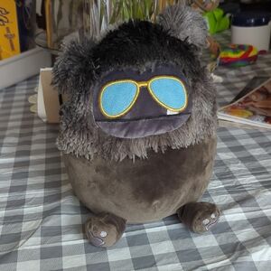 Plush Monster with Blue Sunglasses - Soft Brown Toy